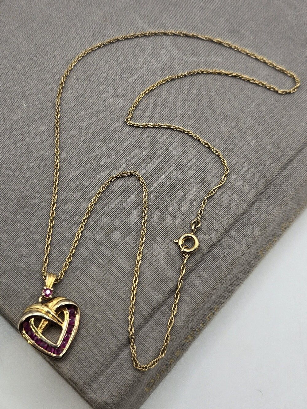 Vintage Y2k pink purple CZ Heart Necklace 18" Dainty Mcbling Preppy Old Money - Picture 2 of 8